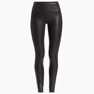 SPANX Faux Leather Leggings Black Size L High Rise Stretch